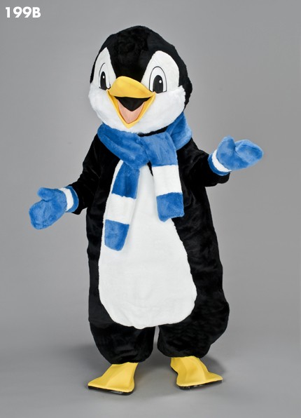 Mascotte pinguïn met blauwe sjaal-315
