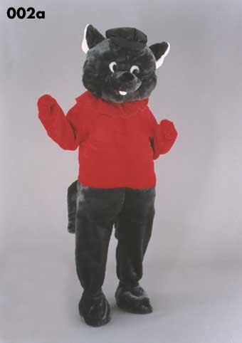 Mascotte zwarte muis met rood truitje-30