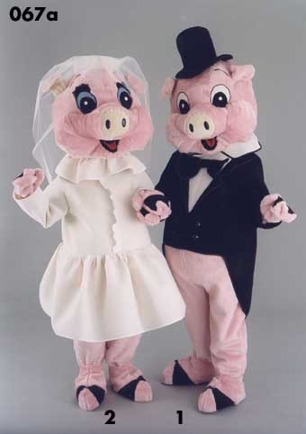 Mascotte varken in trouwkleding-30