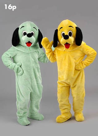 Mascotte vrolijke groene en gele hond-30