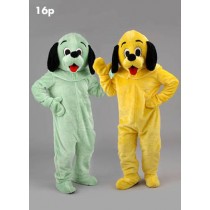 Mascotte vrolijke groene en gele hond-10